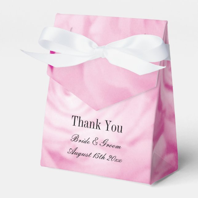 Beautiful pink rose flower photo print wedding favor boxes (Front Side)
