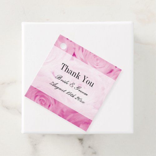 Beautiful pink rose flower print design wedding favor tags