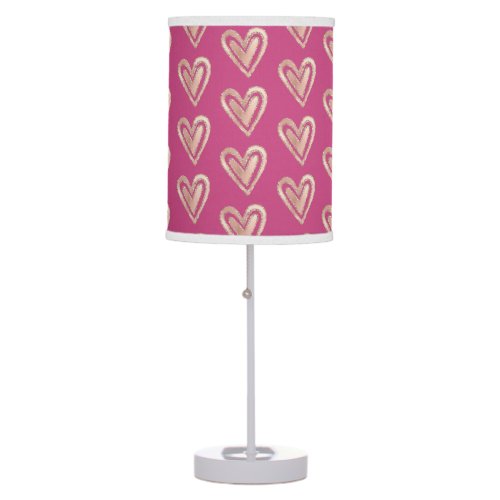 Beautiful Pink  Rose Gold Hearts Table Lamp