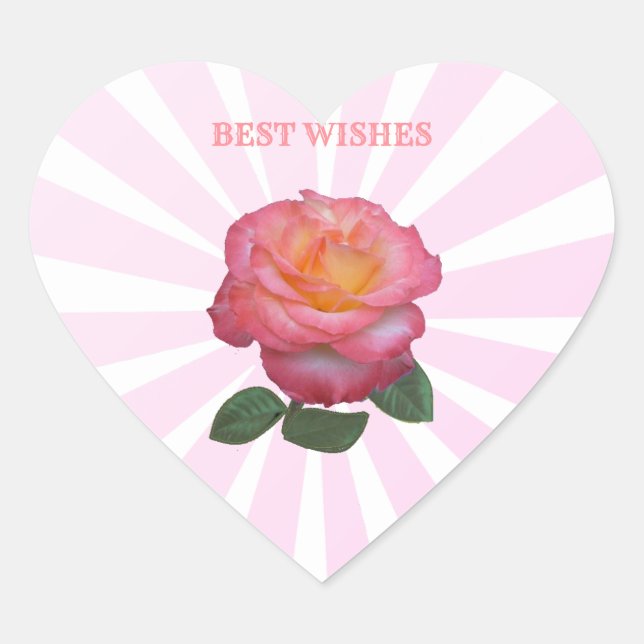 Beautiful Pink Rose Heart Sticker (Front)