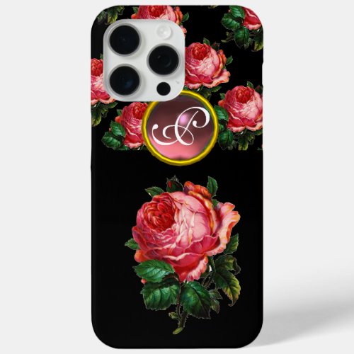 BEAUTIFUL PINK ROSE MONOGRAM iPhone 15 PRO MAX CASE