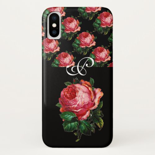 BEAUTIFUL PINK ROSE MONOGRAM iPhone X CASE