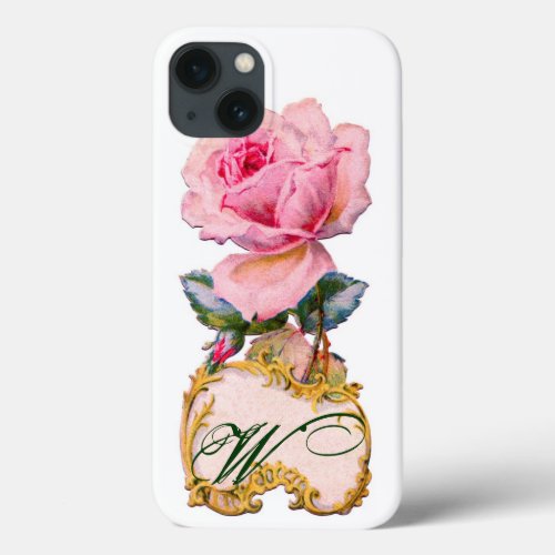 BEAUTIFUL PINK ROSE MONOGRAM iPhone 13 CASE