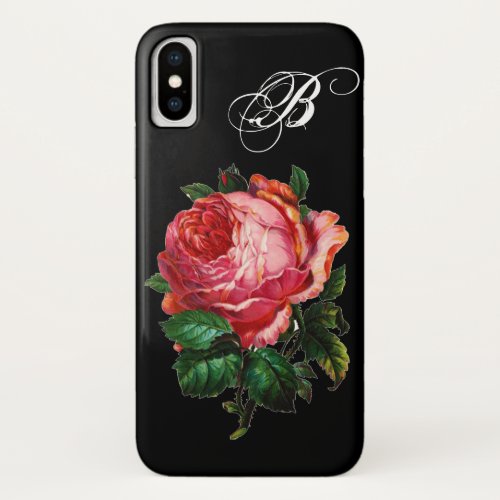 BEAUTIFUL PINK ROSE MONOGRAM iPhone X CASE