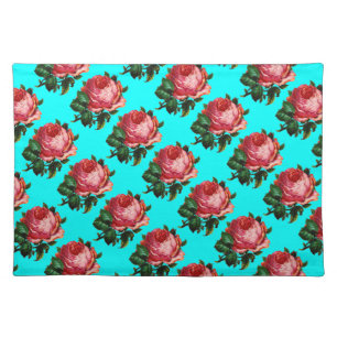 BEAUTIFUL PINK ROSE MONOGRAM CLOTH PLACEMAT
