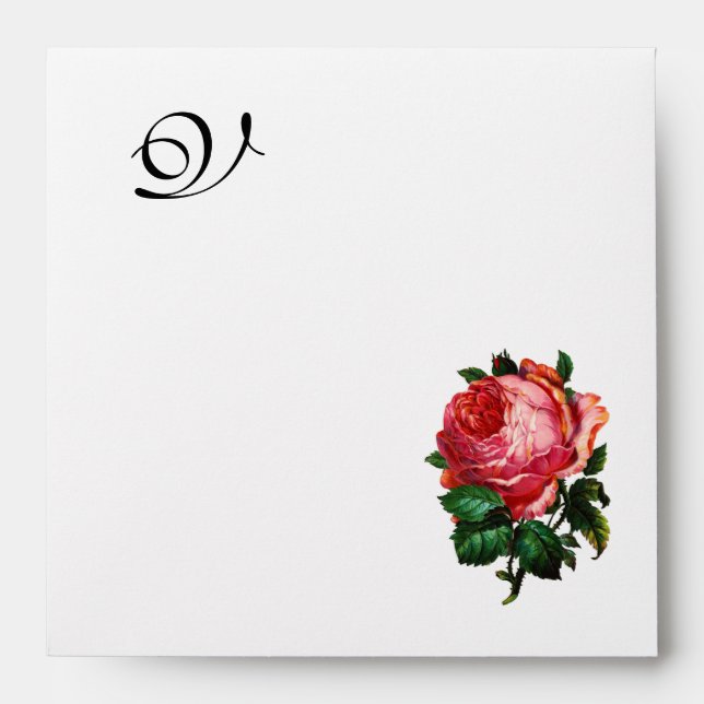 BEAUTIFUL PINK ROSE MONOGRAM ENVELOPE (Front)