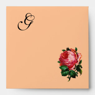 BEAUTIFUL PINK ROSE MONOGRAM ENVELOPE