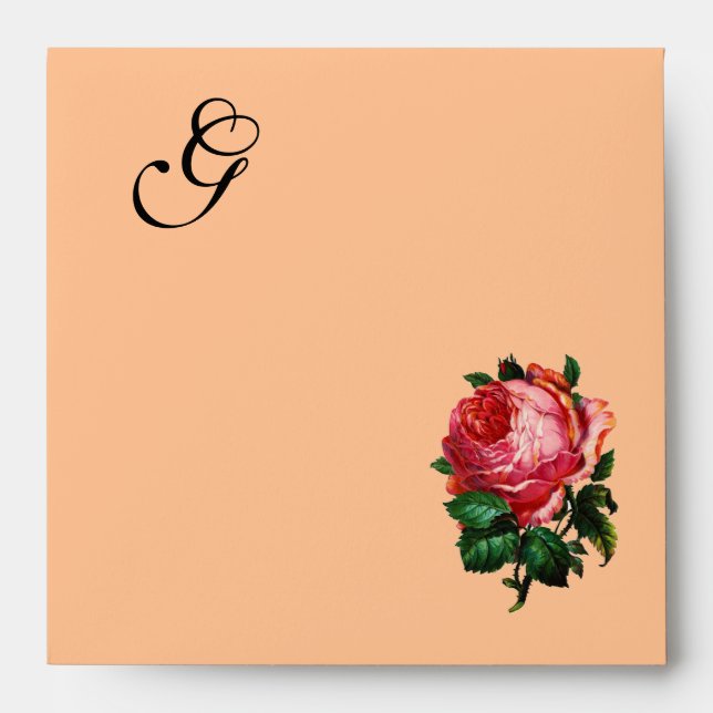 BEAUTIFUL PINK ROSE MONOGRAM ENVELOPE (Front)