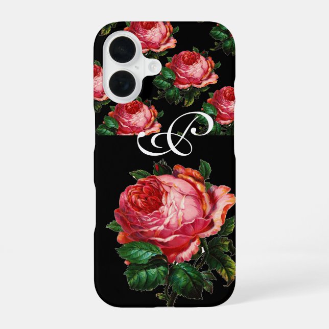 BEAUTIFUL PINK ROSE MONOGRAM IPHONE CASE (Back)