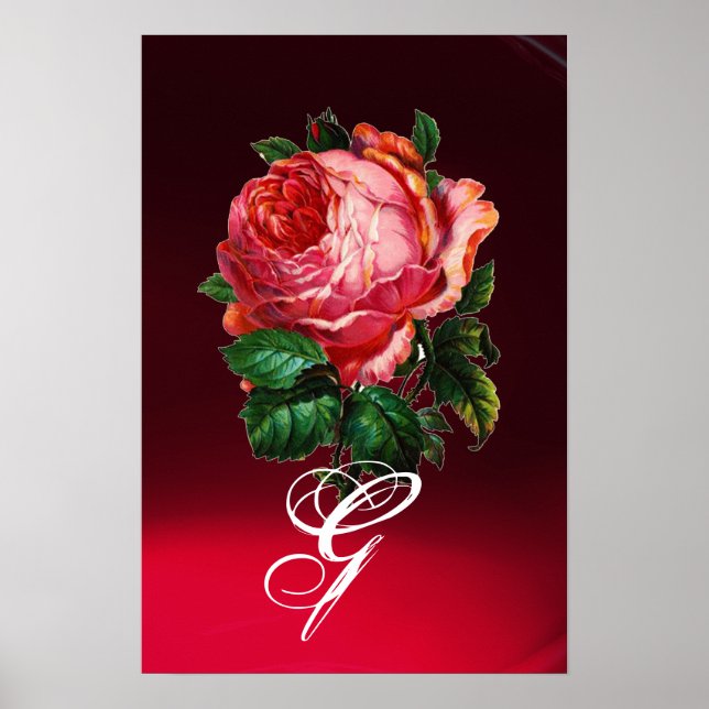 BEAUTIFUL PINK ROSE MONOGRAM POSTER (Front)