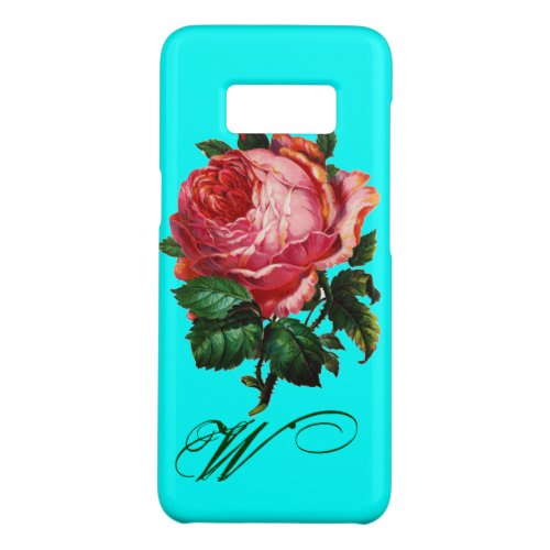 BEAUTIFUL PINK ROSE MONOGRAMTeal Aqua Blue Case_Mate Samsung Galaxy S8 Case