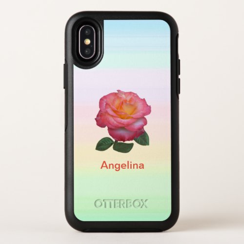 Beautiful Pink Rose OtterBox Symmetry iPhone X Case
