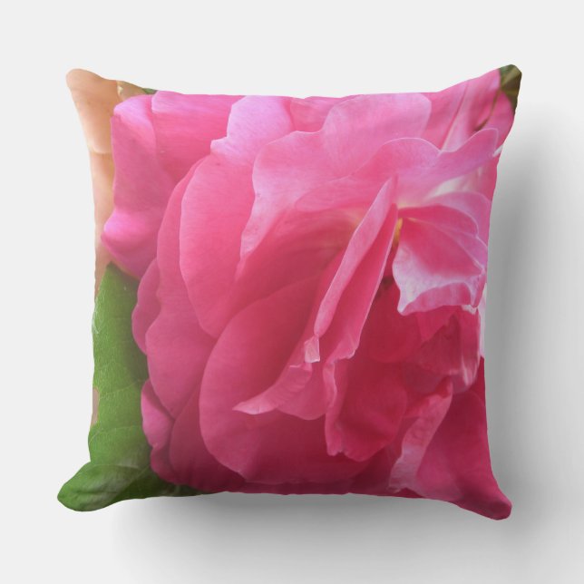 Beautiful Pink Rose Outdoor Pillow (Front)
