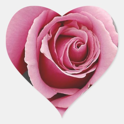 Beautiful pink rose petals print heart sticker