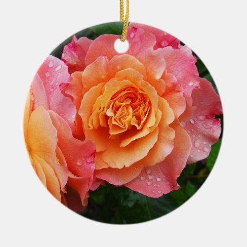 Beautiful pink rose photo  ceramic ornament