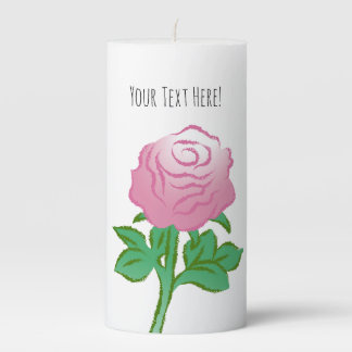 Beautiful Pink Rose Pillar Candle
