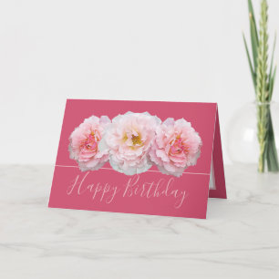 Beautiful Pink Rose Pretty Floral Bouquet Birthday Card