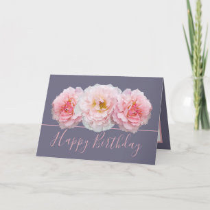 Beautiful Pink Rose Pretty Floral Bouquet Birthday Card