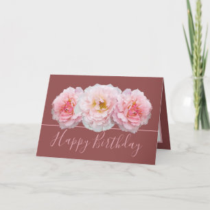 Beautiful Pink Rose Pretty Floral Bouquet Birthday Card
