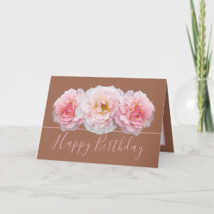 Beautiful Pink Rose Pretty Floral Bouquet Birthday Card