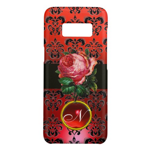 BEAUTIFUL PINK ROSE RED BLACK DAMASK RUBY MONOGRAM Case_Mate SAMSUNG GALAXY S8 CASE