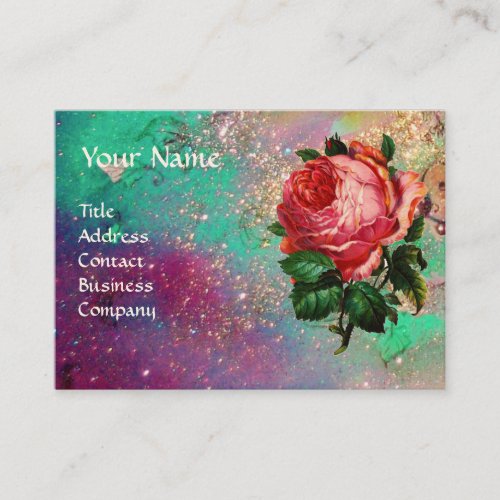 BEAUTIFUL PINK ROSERED WAX SEAL IN GOLD SPARKLES BUSINESS CARD