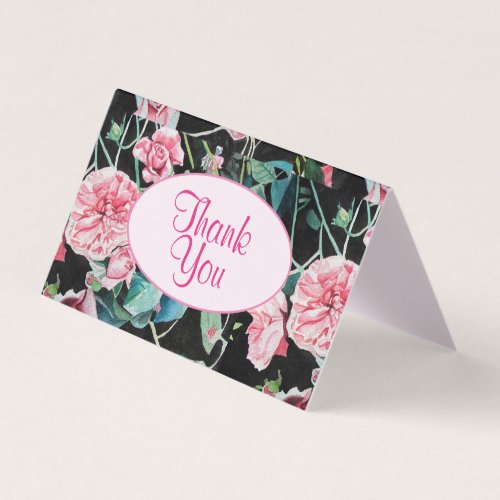 Beautiful Pink Rose Rose Watercolor Thank You Card