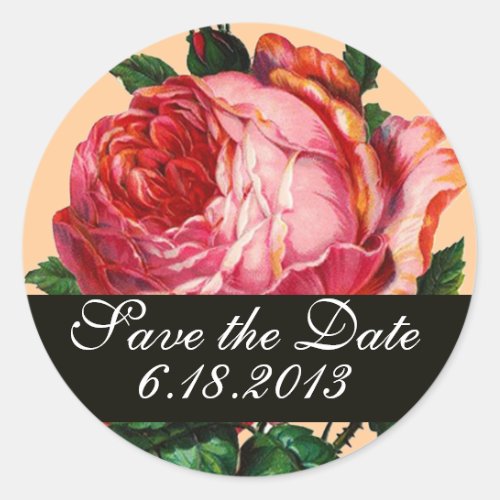 BEAUTIFUL PINK ROSE  Save the Date Classic Round Sticker