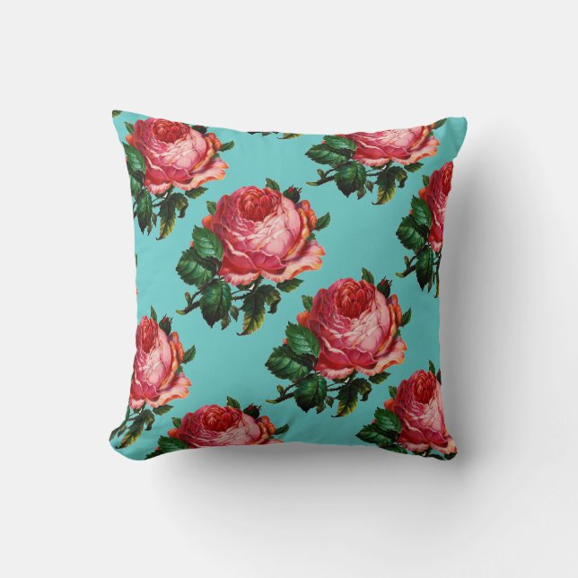 BEAUTIFUL PINK ROSE THROW PILLOW (Front)