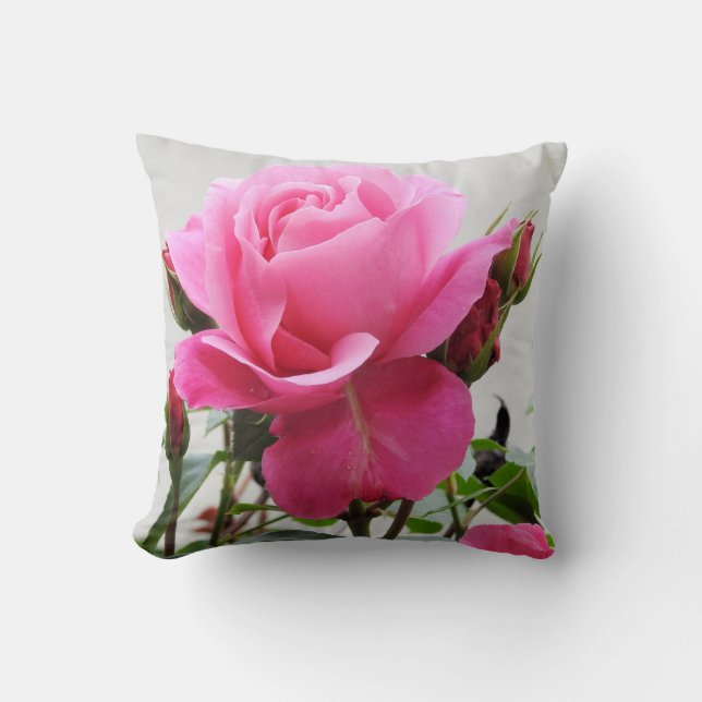 Beautiful Pink Rose Throw Pillow (Front)