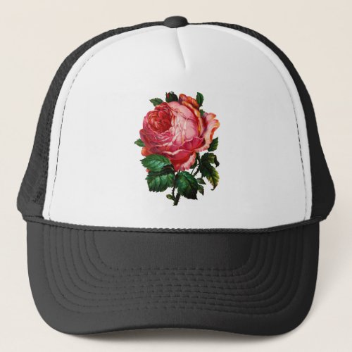 BEAUTIFUL PINK ROSE TRUCKER HAT