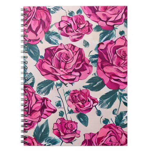 Beautiful Pink Rose Watercolor Notebook