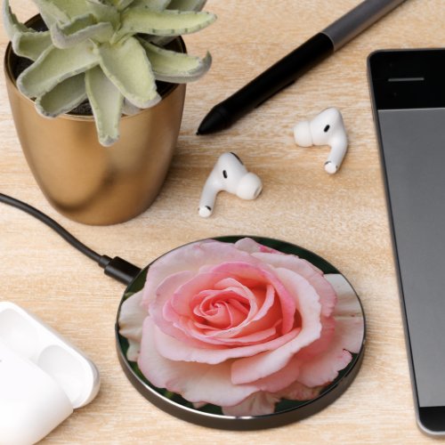 Beautiful Pink Rose Wireless Charger