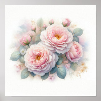Beautiful Pink Roses Art Poster
