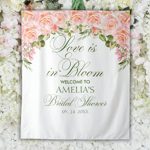 Beautiful Pink Roses Bridal Shower Welcome Sign Tapestry