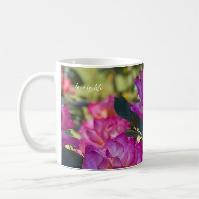 Beautiful Pink Roses Coffee Mug (Left)