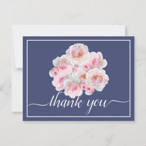 Beautiful Pink Roses Color Backdrop Chic Thank You Postcard