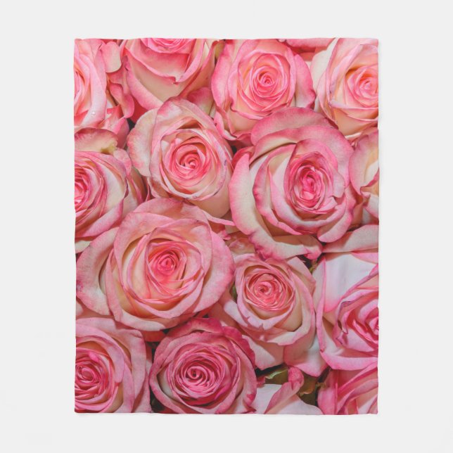 Beautiful pink roses fleece blanket (Front)