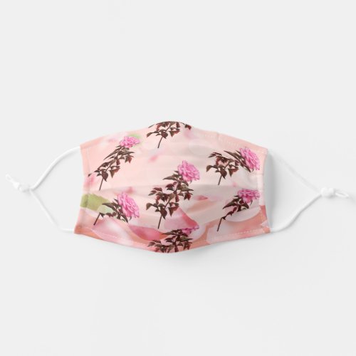 Beautiful pink roses flowers floral pattern adult cloth face mask