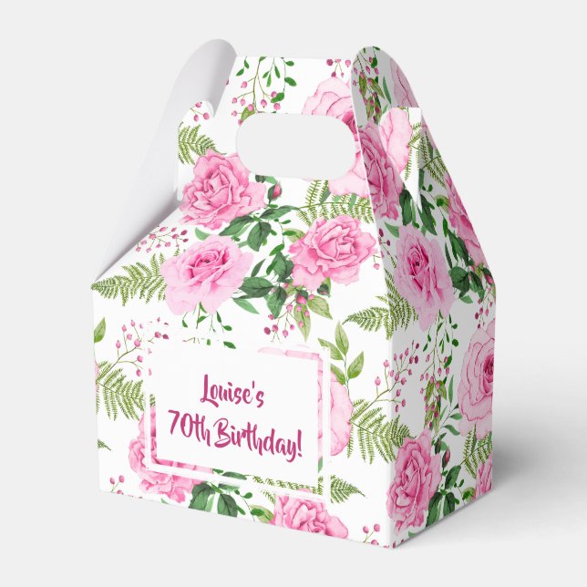 Beautiful Pink Roses Happy Birthday Favor Boxes (Front Side)