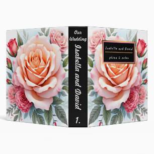 Beautiful Pink Roses Luxury Modern Collection 3 Ring Binder