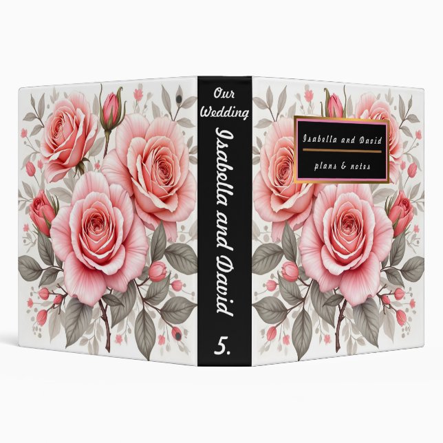 Beautiful Pink Roses Luxury Popular Collection 3 Ring Binder (Background)