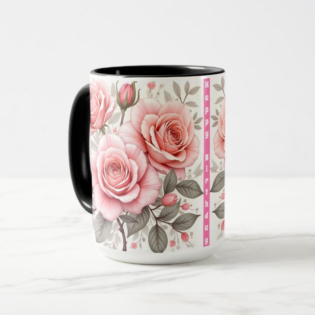 Beautiful Pink Roses Luxury Popular Collection Mug (Front Left)