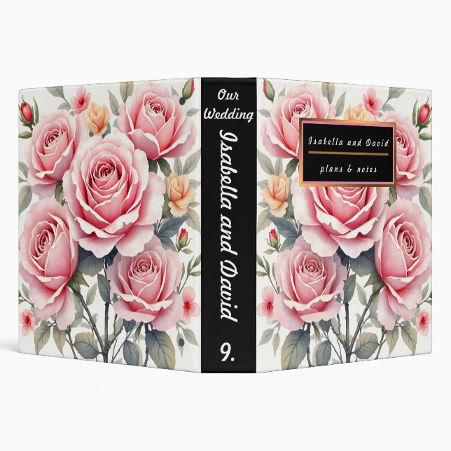 Beautiful Pink Roses Luxury Trendy Collection 3 Ring Binder (Background)