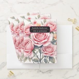 Beautiful Pink Roses Luxury Trendy Collection Pocket Folder
