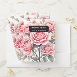 Beautiful Pink Roses Luxury Trendy Collection Pocket Folder