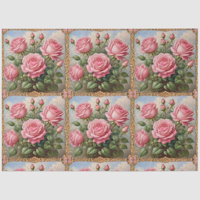 Beautiful Pink Roses Modern Collection Tissue Paper (Front)