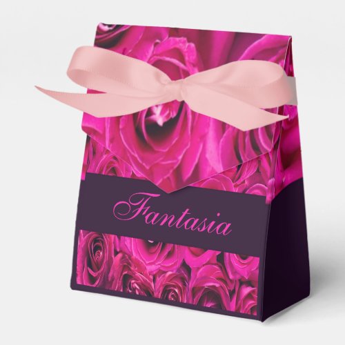 Beautiful pink roses monogram favor boxes