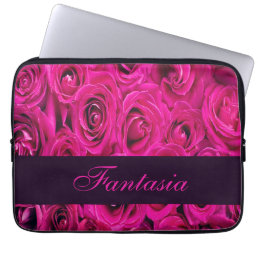 Beautiful pink roses monogram laptop sleeve