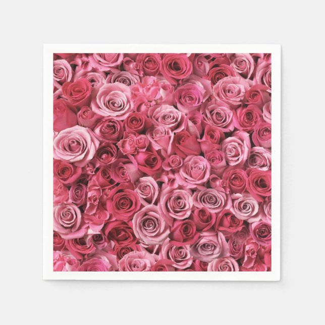 Beautiful Pink Roses Napkins (Front)